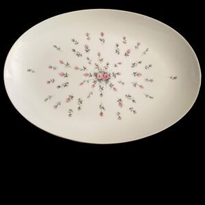Vintage Harmony House Rosebud Oval Platter White Floral Fine China Japan